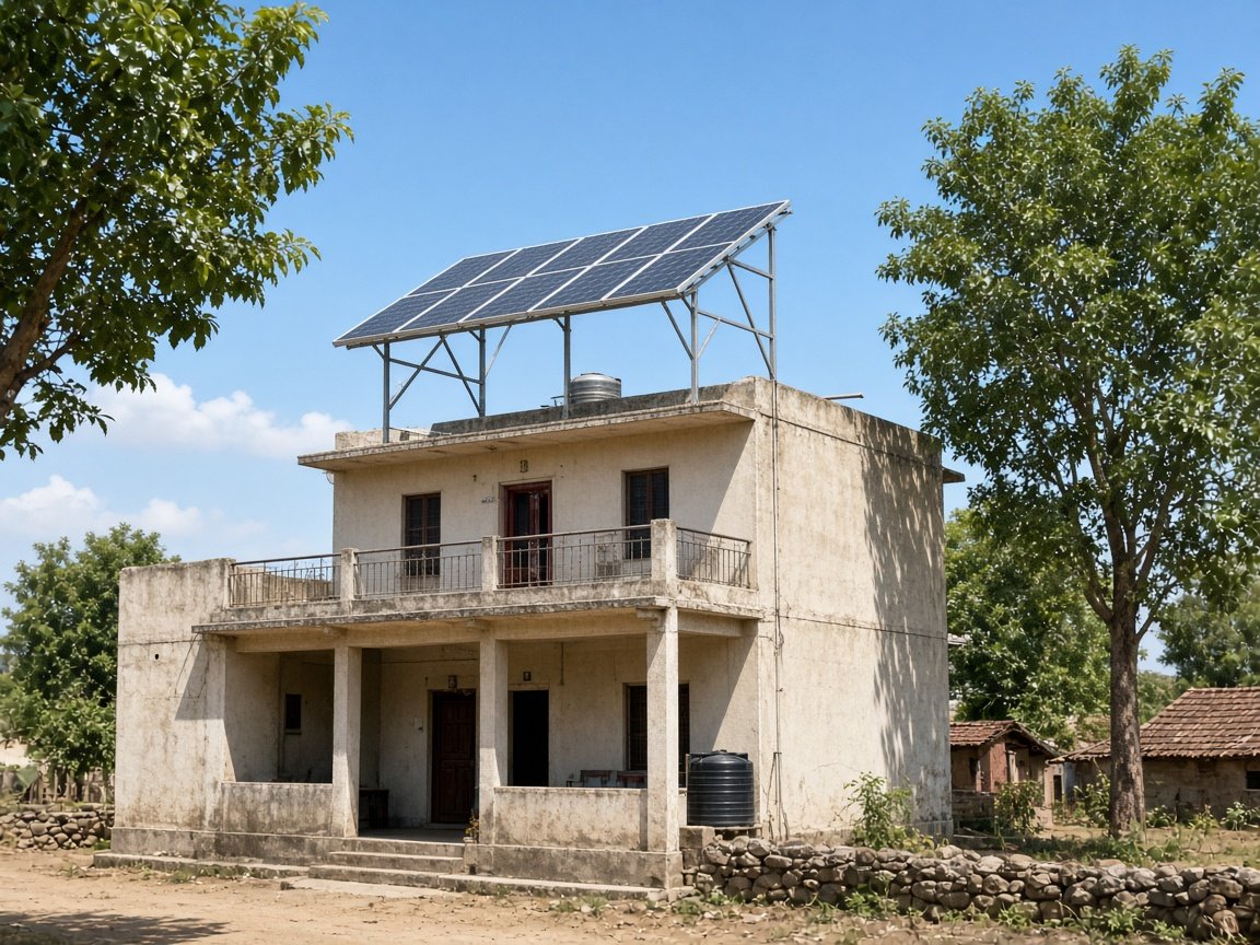 Home solar system for Dhiraj Bhombale, Borgaon Manju