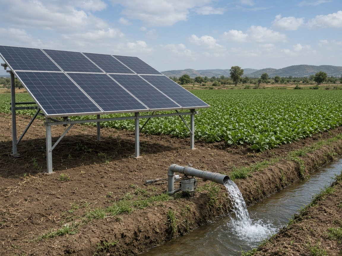 Solar water pump in a farm