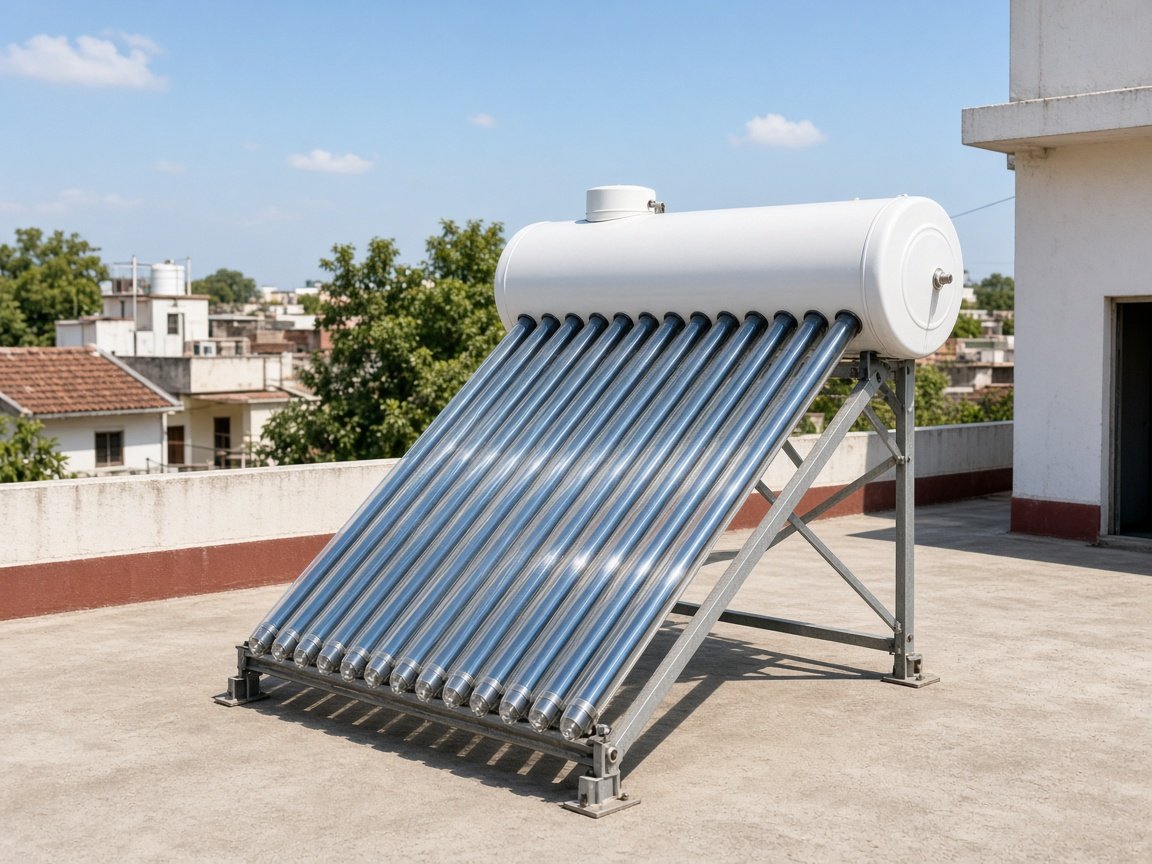 Solar water heater on a terrace